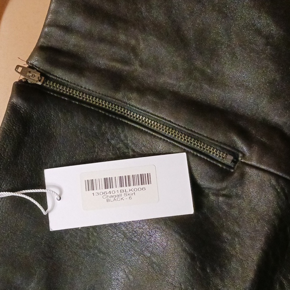 NWT Reformation Genuine Leather Black Skirt Size 6 - Picture 7 of 8